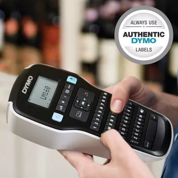 DYMO LabelManager 160 etiķešu printeris | Rokas etiķešu printeris ar QWERTY tastatūru | Ietver melnu un baltu D1 lenti (12mm) | Mājām un birojam
