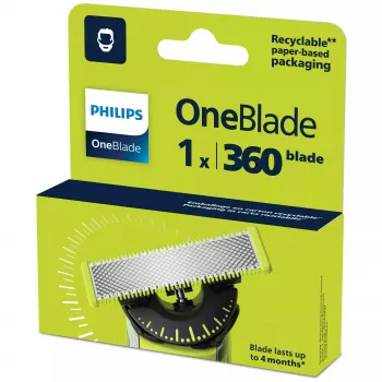 Nomaināms skūšanās asmens Philips Norelco OneBlade QP410/50 — 1 galviņa, melns, mazgājams, nomaināms pēc 4 mēnešiem