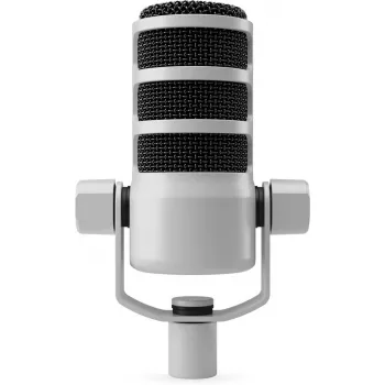 Dinamiskais skatuves mikrofons Rode PodMic balts — kardioīds, XLR, 20–20000 Hz, -57 dB jutība