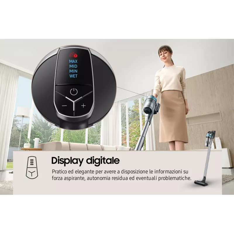Samsung VS20B75AGR1 2-in-1 nūjas putekļsūcējs, bezmaiss, 550 W, melns/mētru krāsa