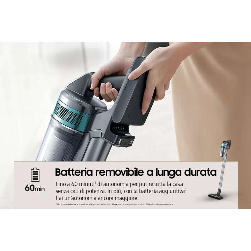 Samsung VS20B75AGR1 2-in-1 nūjas putekļsūcējs, bezmaiss, 550 W, melns/mētru krāsa