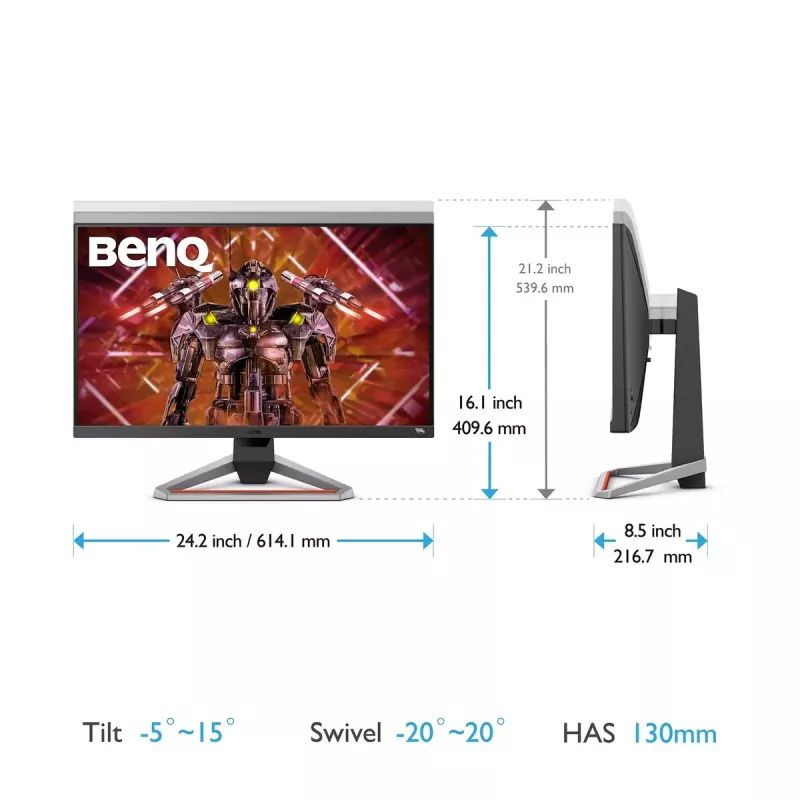 BenQ Mobiuz EX2710U spēļu monitors 27 collu 4K UHD 3840x2160 IPS 144 Hz, 1 ms, DisplayHDR 600 cd/m², 2x HDMI, DisplayPort, USB sadalītājs, skaļruņi ar basa skaļruni, augstuma regulēšana