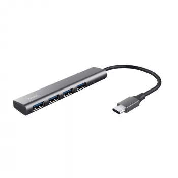 Trust Halyx USB 3.2 Gen 1 (3.1 Gen 1) Type-A 5 Gbit/s Pelēks USB-C centrmezgls