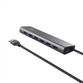 Trust Halyx USB 3.2 Gen 1 USB-A 7 portu centrmezgls, sudraba