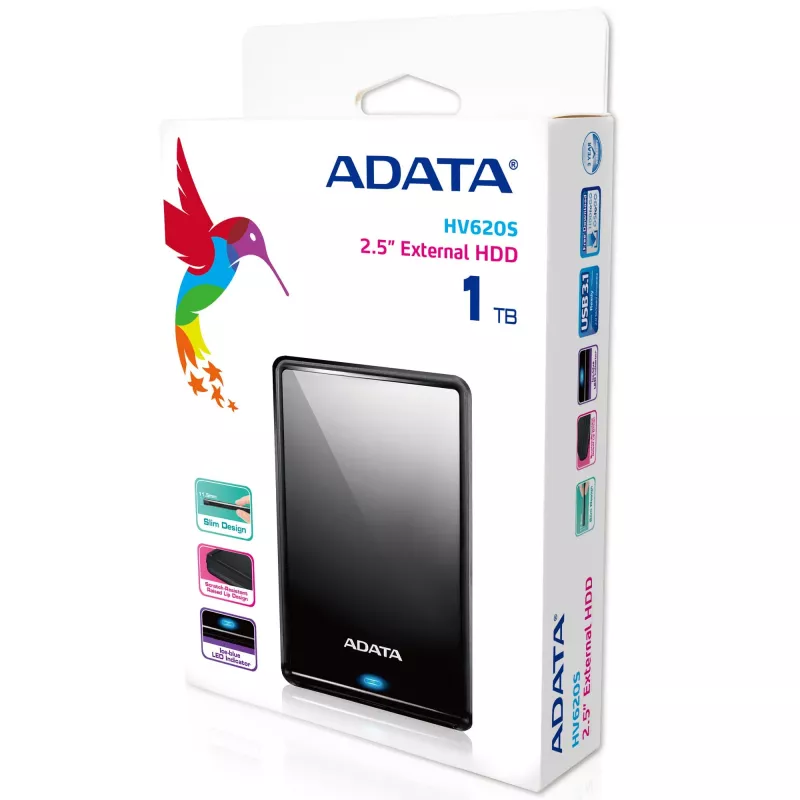 ADATA HV620S ārējais cietais disks 1 TB 2.5 collu Micro-USB B 3.2 Gen 1 (3.1 Gen 1) Melns