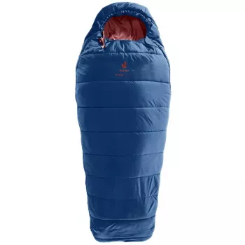 Guļammaiss mūmijveida DEUTER Starlight bērniem 130–170 cm, vasaras, 910 g, kapuce, naktszils/sarkanbrūns