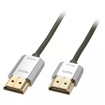 Lindy 4.5m CROMO Slim High Speed HDMI kabelis ar Ethernet, 4.5 m, HDMI Type A (Standard), HDMI Type A (Standard), 3D, Melns, Zelts, Sudrabs