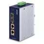 PLANET IGUP-2205AT rūpnieciskais datu nesēju konverters, 2 portu 100/1000X SFP uz 2 portu 10/100/1000T, PoE 90 W, 12-48 V, metāla, zils