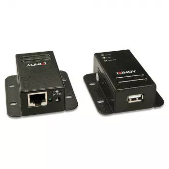 Lindy 50m USB 2.0 Cat.6 Pagarinātājs, raidītājs un uztvērējs, 50 m, 480 Mbit/s, Cat5, Cat5e, Cat6, NS1021, Melns
