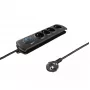 Pārsprieguma aizsargs QOLTEC 50104 — 4 AC kontaktligzdas, 230 V, 1,5 m kabelis, melns