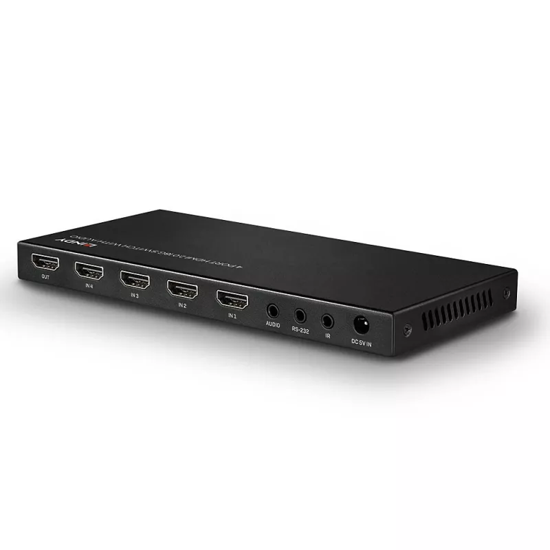 Lindy 38249 galda HDMI 2.0 18G pārslēgs ar audio, 4 porti