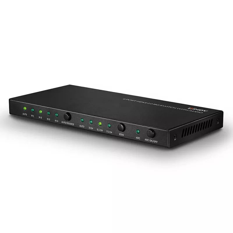 Lindy 38249 galda HDMI 2.0 18G pārslēgs ar audio, 4 porti