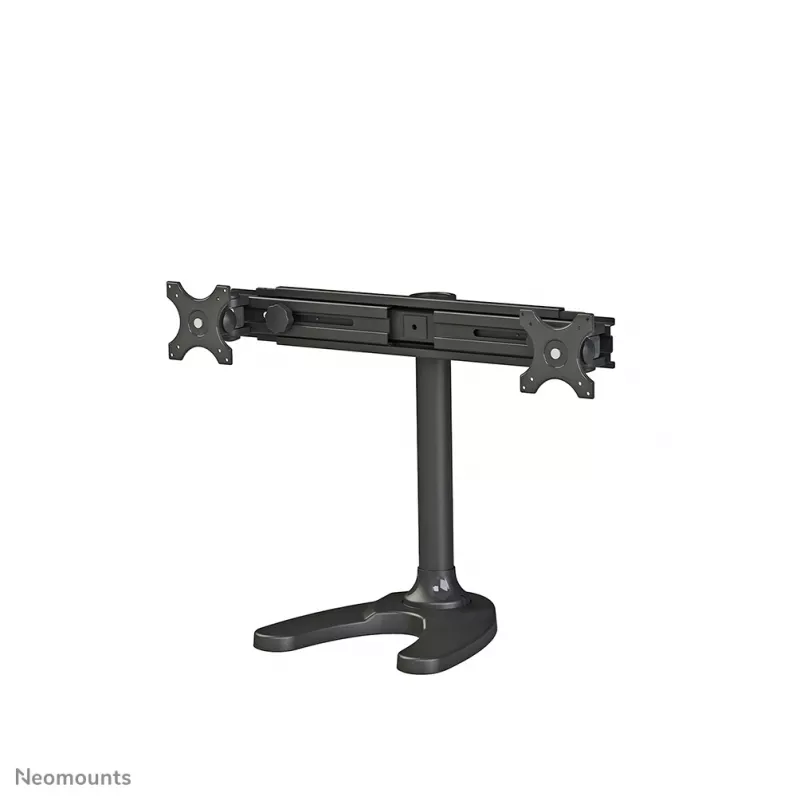 Neomounts FPMA-D700DD galda statīvs diviem monitoriem, pilnībā kustināms, 19-30 collas (48,3-76,2 cm), 8 kg uz ekrānu, VESA 75x75-100x100, statīvs/grommet stiprinājums, melns