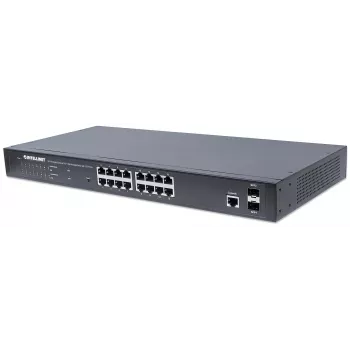 Intellinet 16-Portu Gigabitu Ethernet PoE+ Web-Vadāms Slēdzis ar 2 SFP Portiem, IEEE 802.3at/af Power over Ethernet (PoE+/PoE) Saderīgs, 374 W, Endspan, 19 collu Rackmount