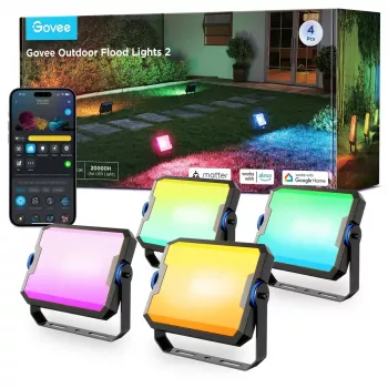 Viedais dārza apgaismojums Govee H8057 Wi‑Fi/Bluetooth, melns, 148×68.9×72.4 mm, 11 kWh/1000h