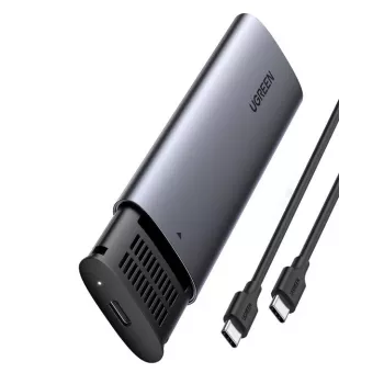 UGREEN 10902 Pelēks ārējais korpuss M.2 NVMe SSD diskam, USB-C 10 Gbit/s, alumīnijs, 37×12×119 mm