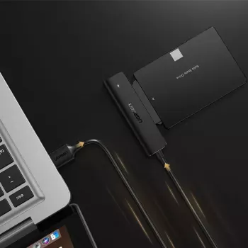 Ārējais 2,5 collu SATA III USB 3.0 apvalks UGREEN 70609 2,5 collu SATA SSD/HDD, USB-A uz SATA, 5 Gbit/s, Melns