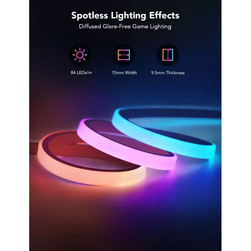 LED lente Govee H61C3 RGBIC spēļu galdam — adresējams RGBIC apgaismojums, elastīga lente