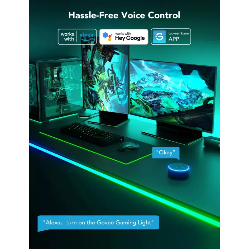 LED lente Govee H61C3 RGBIC spēļu galdam — adresējams RGBIC apgaismojums, elastīga lente