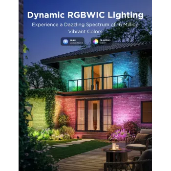 Āra prožektori Govee H7093 RGBICWW 750 lm Wi‑Fi 2.4 GHz, RGB + silta balta