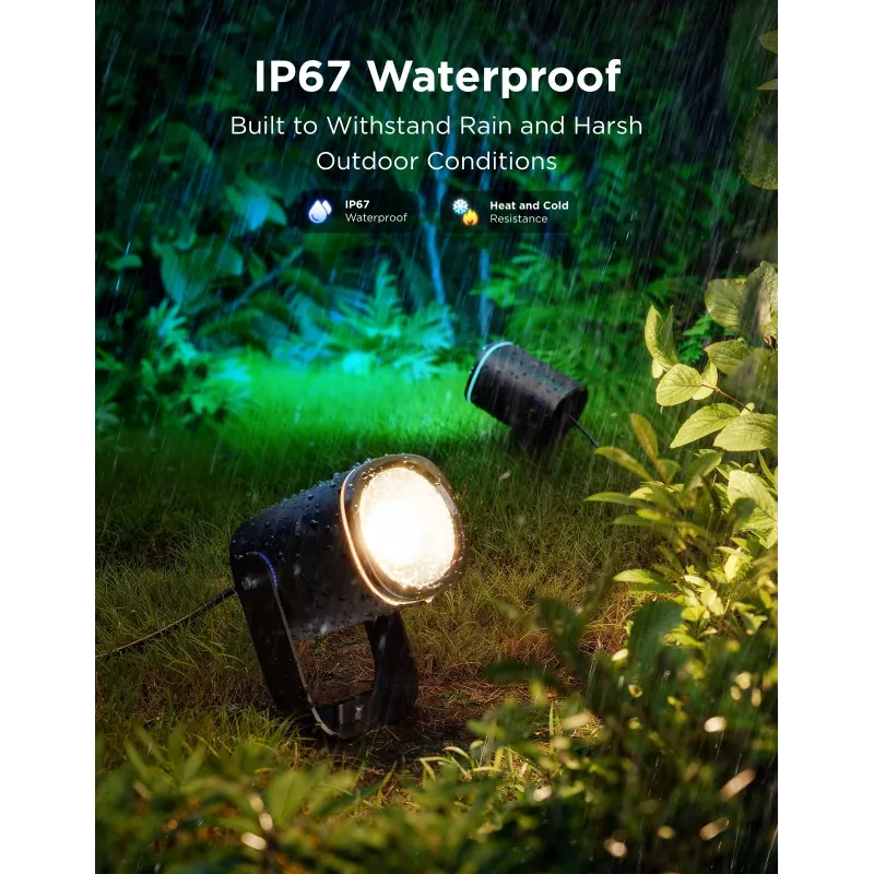 Āra prožektori Govee H7093 RGBICWW 750 lm Wi‑Fi 2.4 GHz, RGB + silta balta
