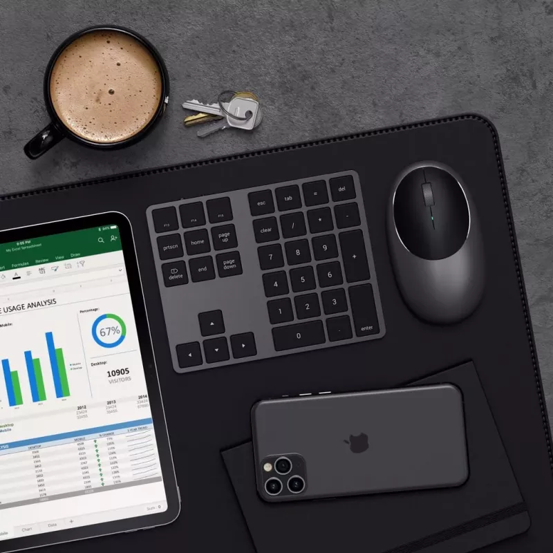 Satechi ST-XLABKM paplašinātā bezvadu Bluetooth ciparu tastatūra, kosmosa pelēka