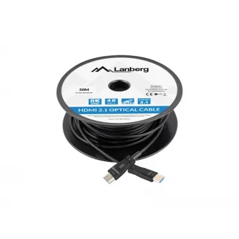 HDMI kabelis Lanberg CA-HDMI-30FB-0500-BK 50m HDMI Type A 2.1 48 Gbit/s Melns