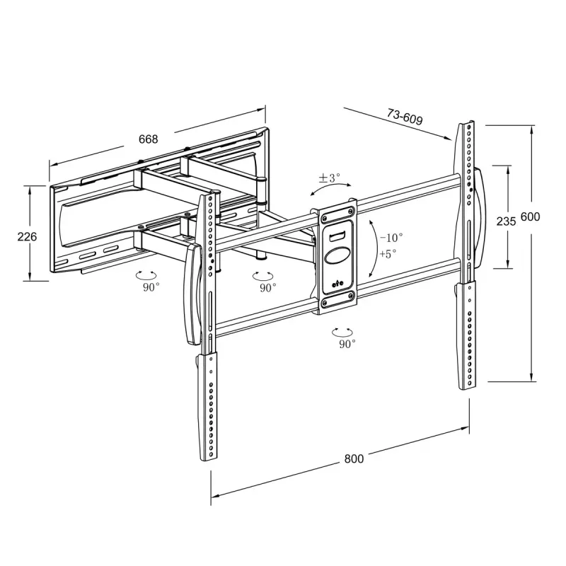 Montis Denali MT162 televizora stiprinājums 37-105 collu ekrāniem, līdz 75 kg, melns