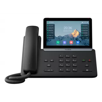 IP telefons Yealink SIP-T87W — 7 collu LCD 800×480, vadu un bezvadu klausule, 1000 ierakstu telefonu grāmata, G.711/G.723/G.726/G.729 kodeki
