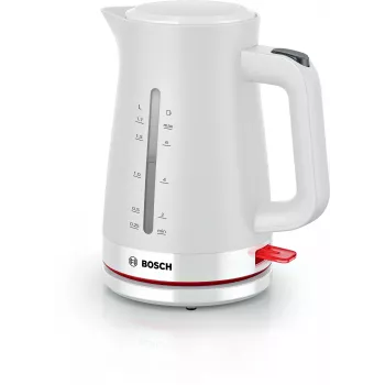 Elektriskā tējkanna Bosch TWK3M121 — 1,7 L, 2400 W, balta, plastmasas korpuss