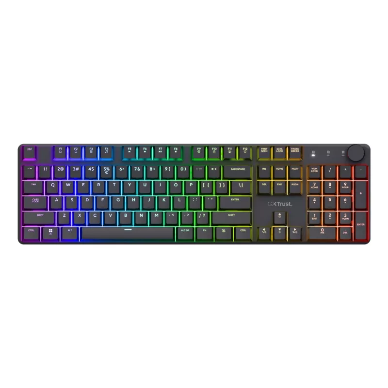 Trust GXT 868 Torix spēļu tastatūra USB + RF bezvadu + Bluetooth QWERTY US English Melna