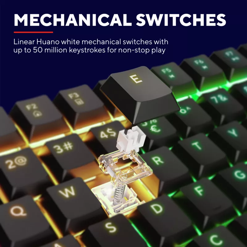 Trust GXT 868 Torix spēļu tastatūra USB + RF bezvadu + Bluetooth QWERTY US English Melna