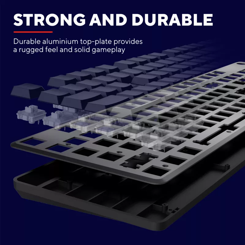Trust GXT 868 Torix spēļu tastatūra USB + RF bezvadu + Bluetooth QWERTY US English Melna