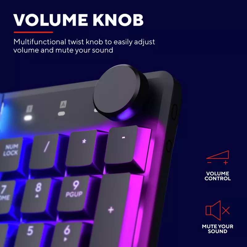 Trust GXT 868 Torix spēļu tastatūra USB + RF bezvadu + Bluetooth QWERTY US English Melna