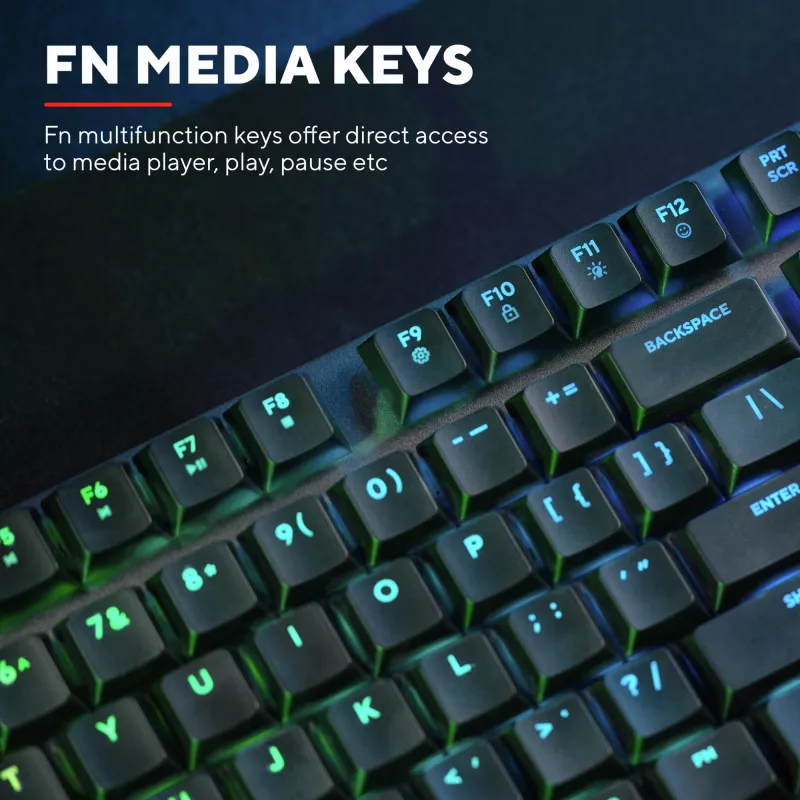 Trust GXT 868 Torix spēļu tastatūra USB + RF bezvadu + Bluetooth QWERTY US English Melna