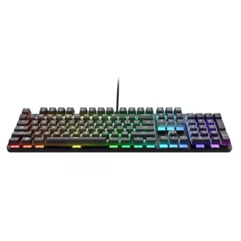 Mehāniskā spēļu tastatūra TRUST GXT 871 Zora — pilnizmēra QWERTY US, RGB, N-key rollover, 104 taustiņi, alumīnijs, USB-A, 1.8 m