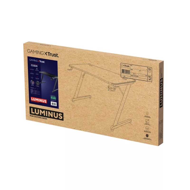 Taisnstūra galds TRUST GXT 709 LUMINUS Melns 1200x600x740 mm