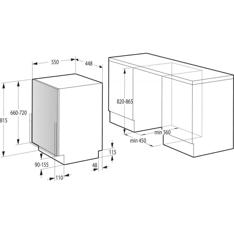 Iebūvējamā trauku mazgājamā mašīna Gorenje GV520E10S, šaurā 45 cm, 11 komplekti, 47 dB, nerūsējošā tērauda tvertne, AquaStop