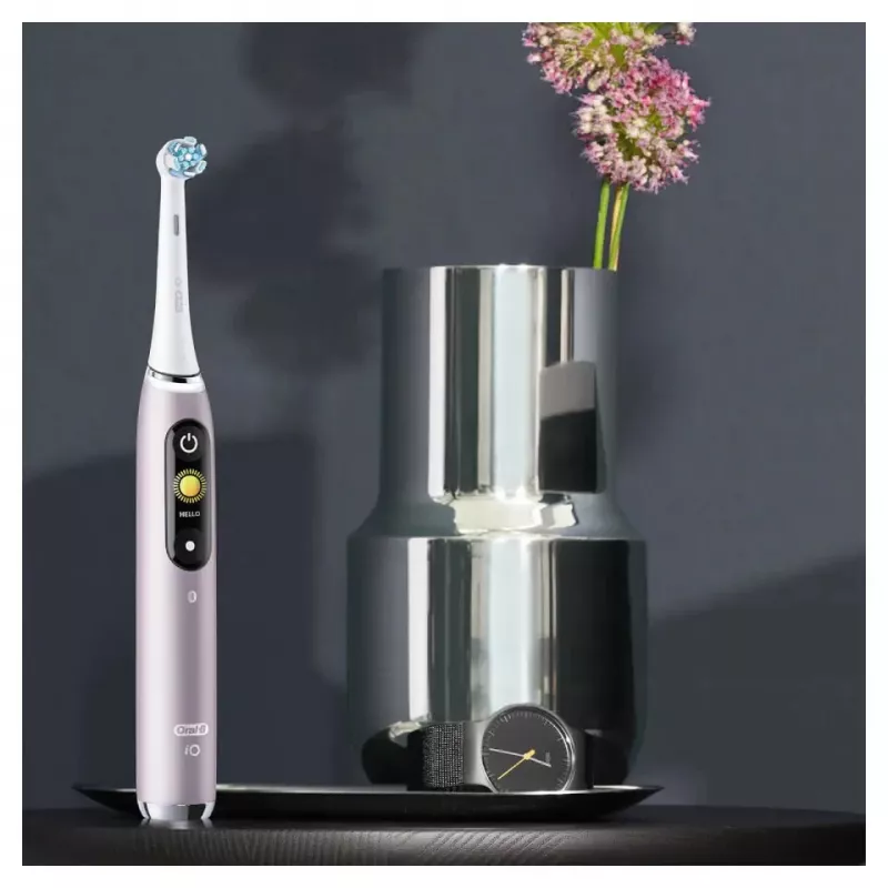 Elektriskā zobu birste Oral-B iO 9 pieaugušajiem, rotējoša, 2 rokturi, 2 birstes galviņas, iebūvēts akumulators, 3 h uzlāde, Melna/Roze