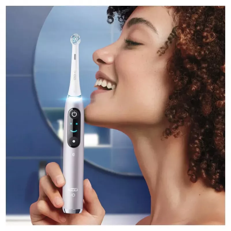Elektriskā zobu birste Oral-B iO 9 pieaugušajiem, rotējoša, 2 rokturi, 2 birstes galviņas, iebūvēts akumulators, 3 h uzlāde, Melna/Roze