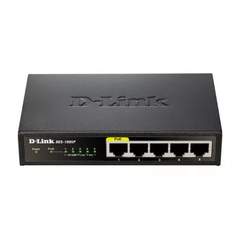 D-Link DES-1005P 5-portu Fast Ethernet PoE neuzraudzīts tīkla slēdzis