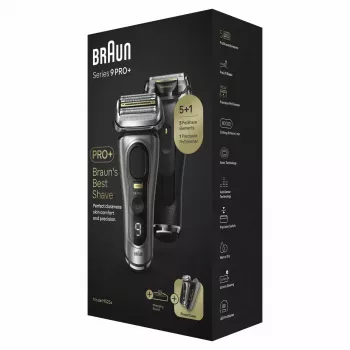 Braun Series 9 Pro+ 9525s mitrais/sausais skuveklis ar trimmeri, metālisks