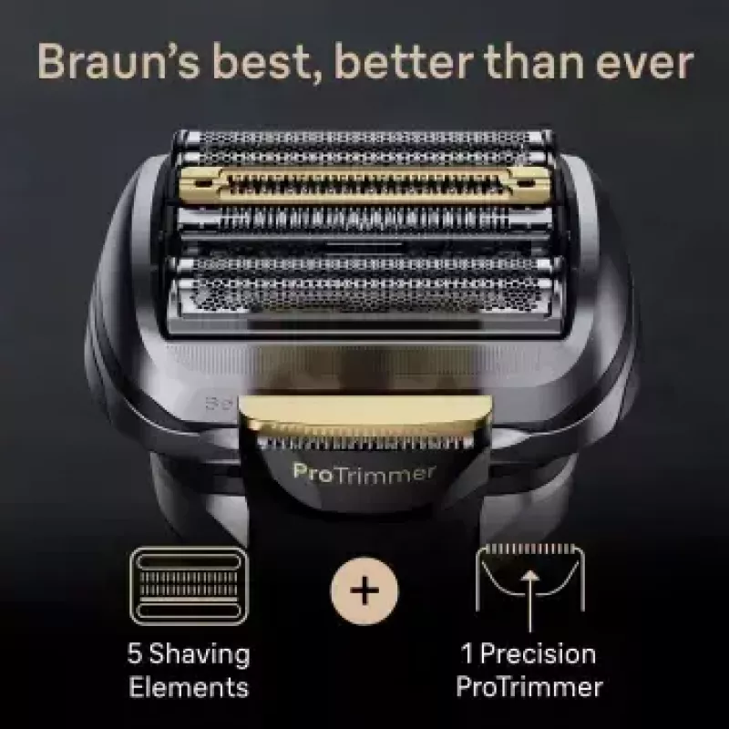 Braun Series 9 Pro+ 9525s mitrais/sausais skuveklis ar trimmeri, metālisks