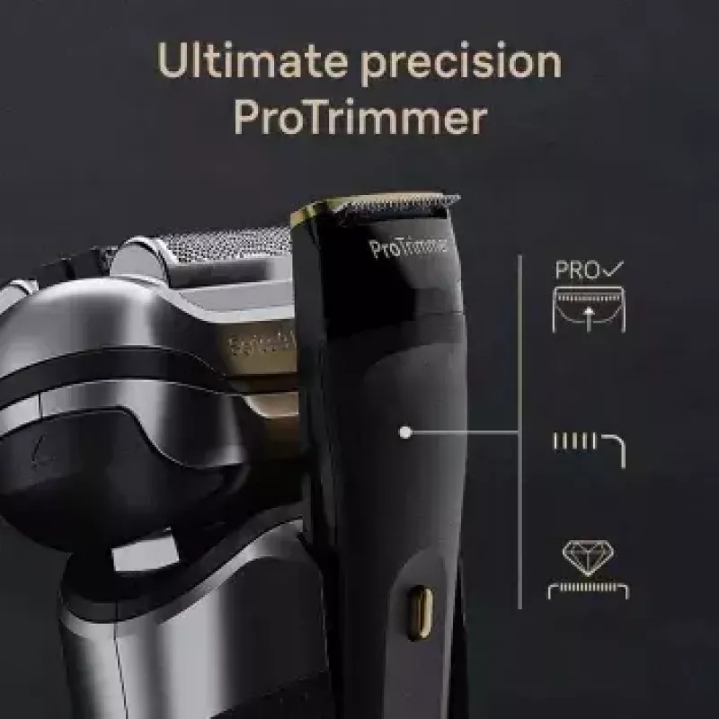 Braun Series 9 Pro+ 9525s mitrais/sausais skuveklis ar trimmeri, metālisks