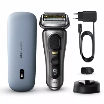 Braun Series 9 Pro+ 9525s mitrais/sausais skuveklis ar trimmeri, metālisks