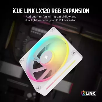 Korpusa ventilators Corsair iCUE LINK LX120 RGB 12 cm Balts 400-2400 RPM