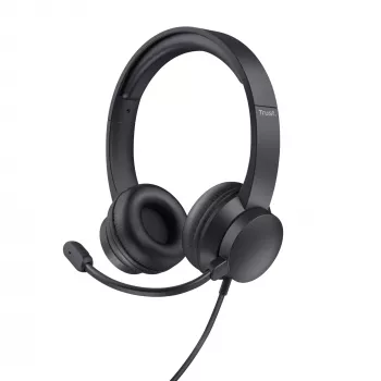 Trust HS-201 Austiņas Vadu Galvas saite Birojs/Zvanu centrs USB Type-A Melns
