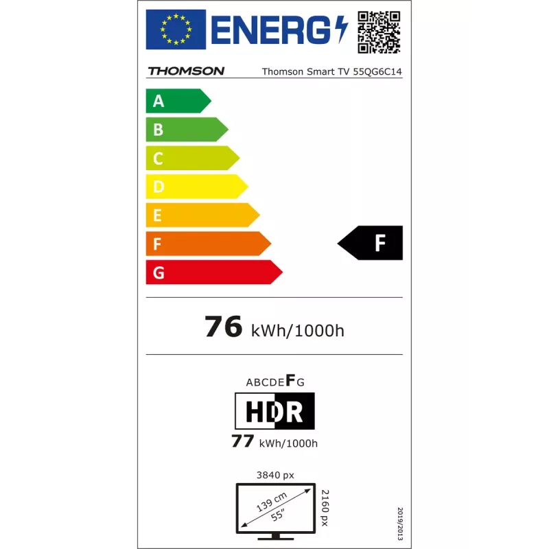 Televizors Thomson Q70 Series 55QG6C14 — 55 collu QLED 4K Ultra HD (3840×2160), Google TV, Wi‑Fi, DVB-C/S/T/T2