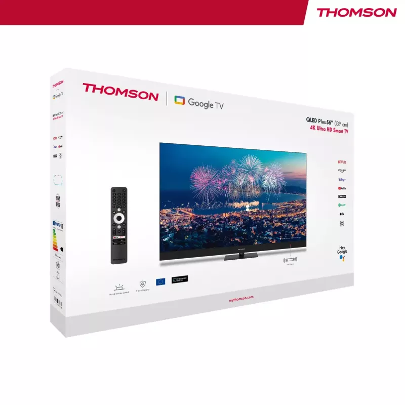 Televizors Thomson Q70 Series 55QG6C14 — 55 collu QLED 4K Ultra HD (3840×2160), Google TV, Wi‑Fi, DVB-C/S/T/T2