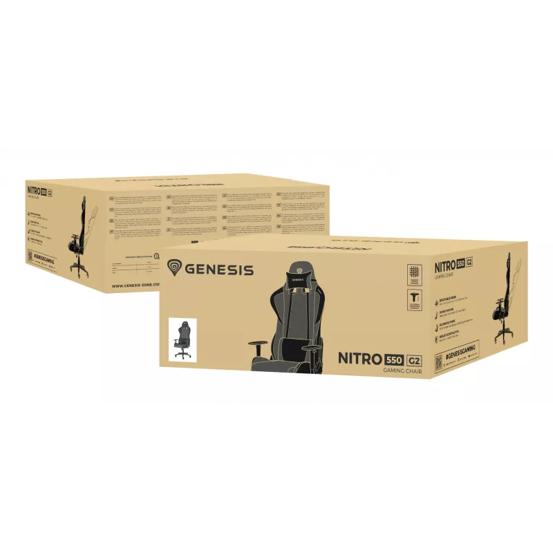 GENESIS Nitro 550 G2 Gaming krēsls Pildīts sēdeklis Melns, Pelēks